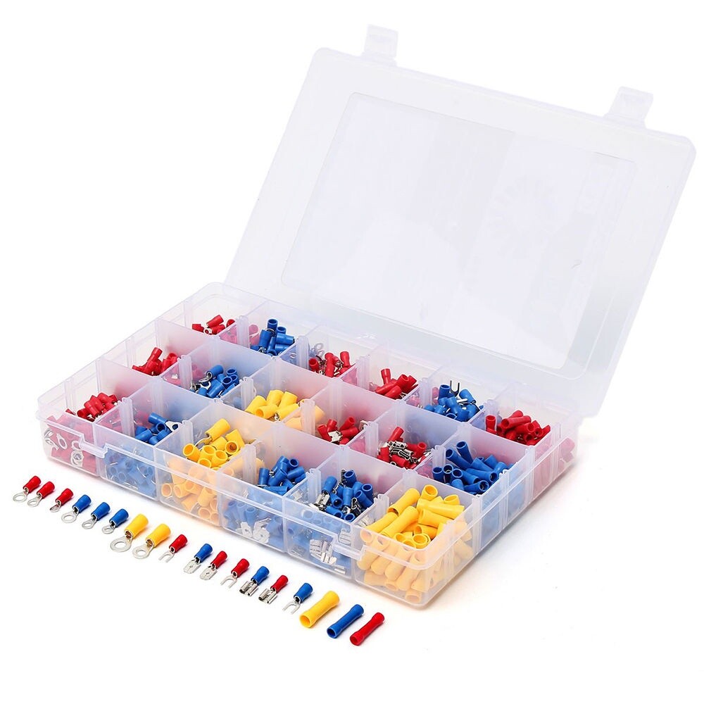 1200x Assorted Insulated Electrical Wire Terminals Spade Kit Crimp Connectors