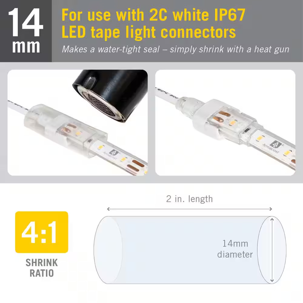 LED Tape Light Connector Heat Shrink Tube 14 Mm Mounting Hardware (5-Pack)