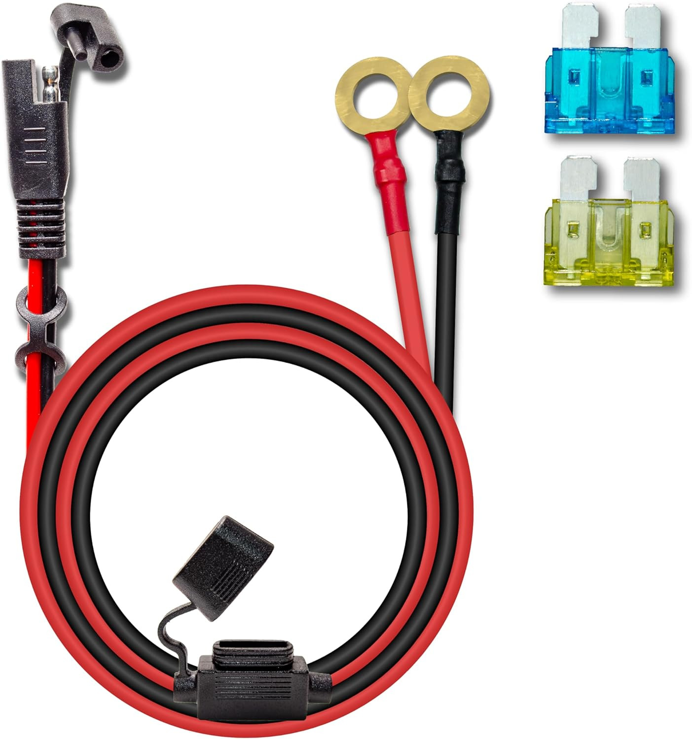 10AWG 10FT Charger Cable, SAE to O Ring Terminal Quick Disconnect Harness, 2 Pin
