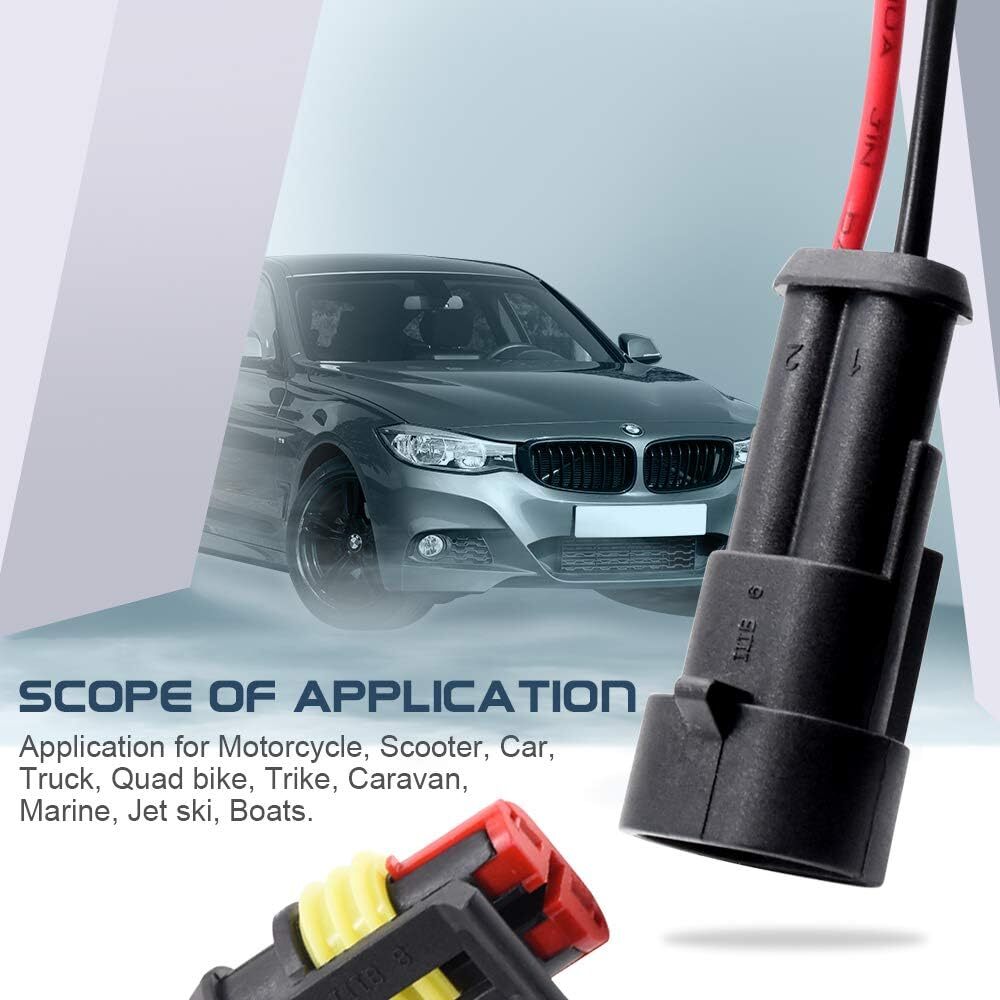 10 Kit 2 Pin Way Car Waterproof Electrical Wire Connector Plug Male Female AWG