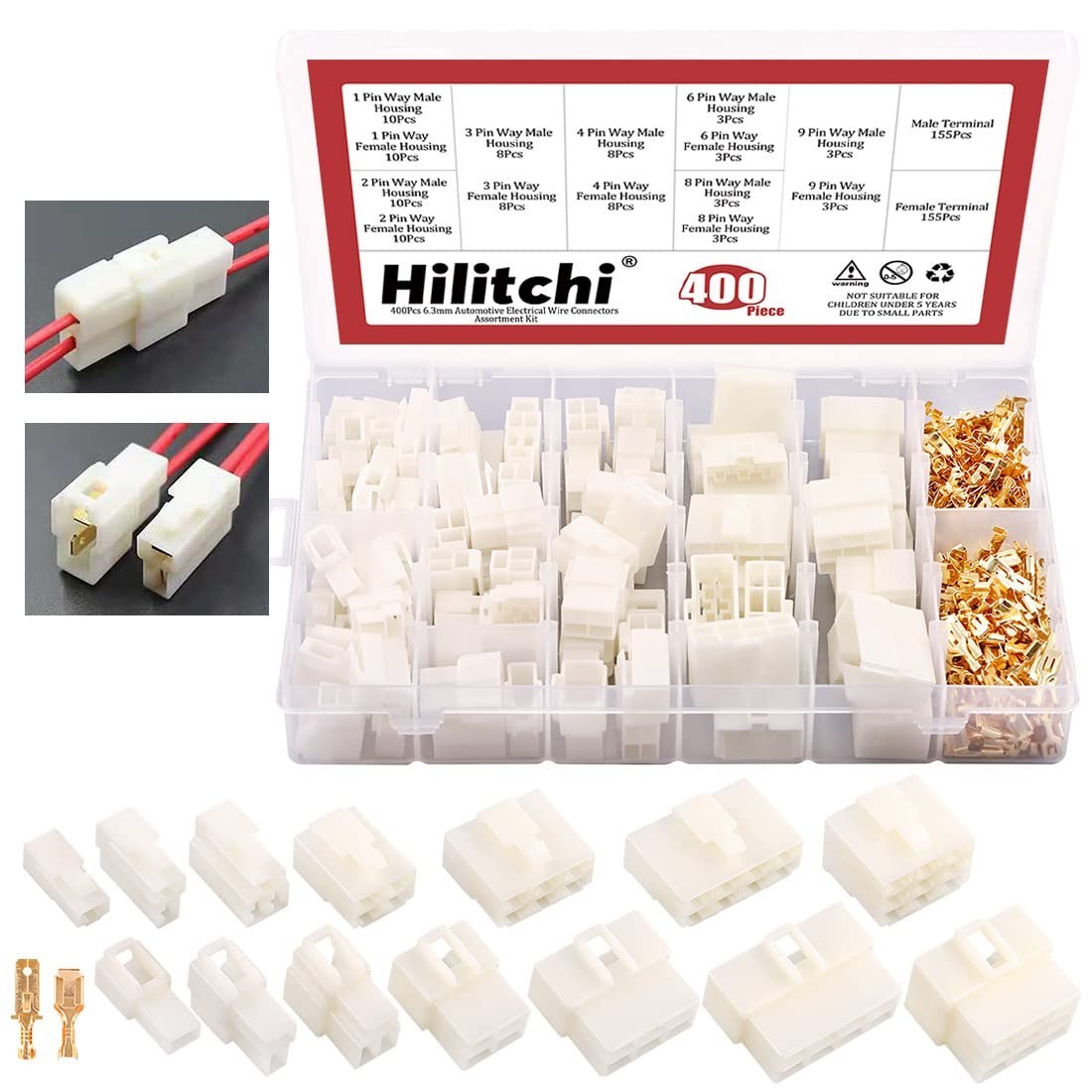 6.3MM Automotive Wire Connectors Kit – 400Pcs Male Female Socket Plug Terminals