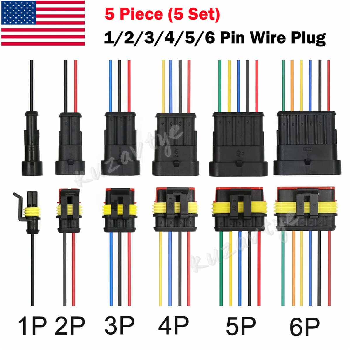 1/2/3/4/5/6 Pin/Wire Waterproof Plug Connector Electrical Car Sealed Male/Female