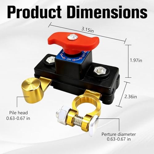 2PCS Car Battery Power Cut-Off Switch Breaker, Adjustable Pure Copper Stable