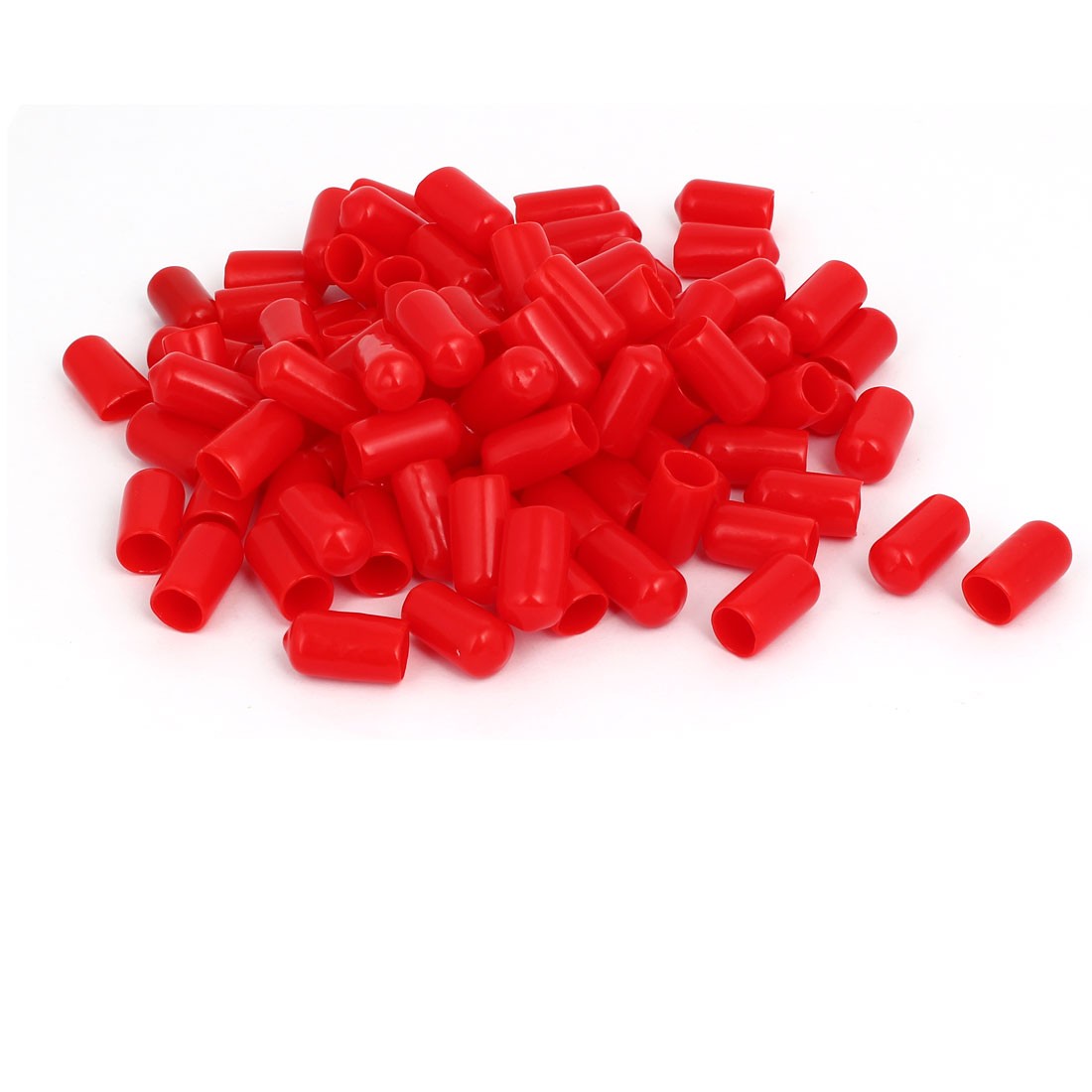 100 Pcs 10mm ID Rubber Insulated End Cap Screw Thread Protector Cover Red