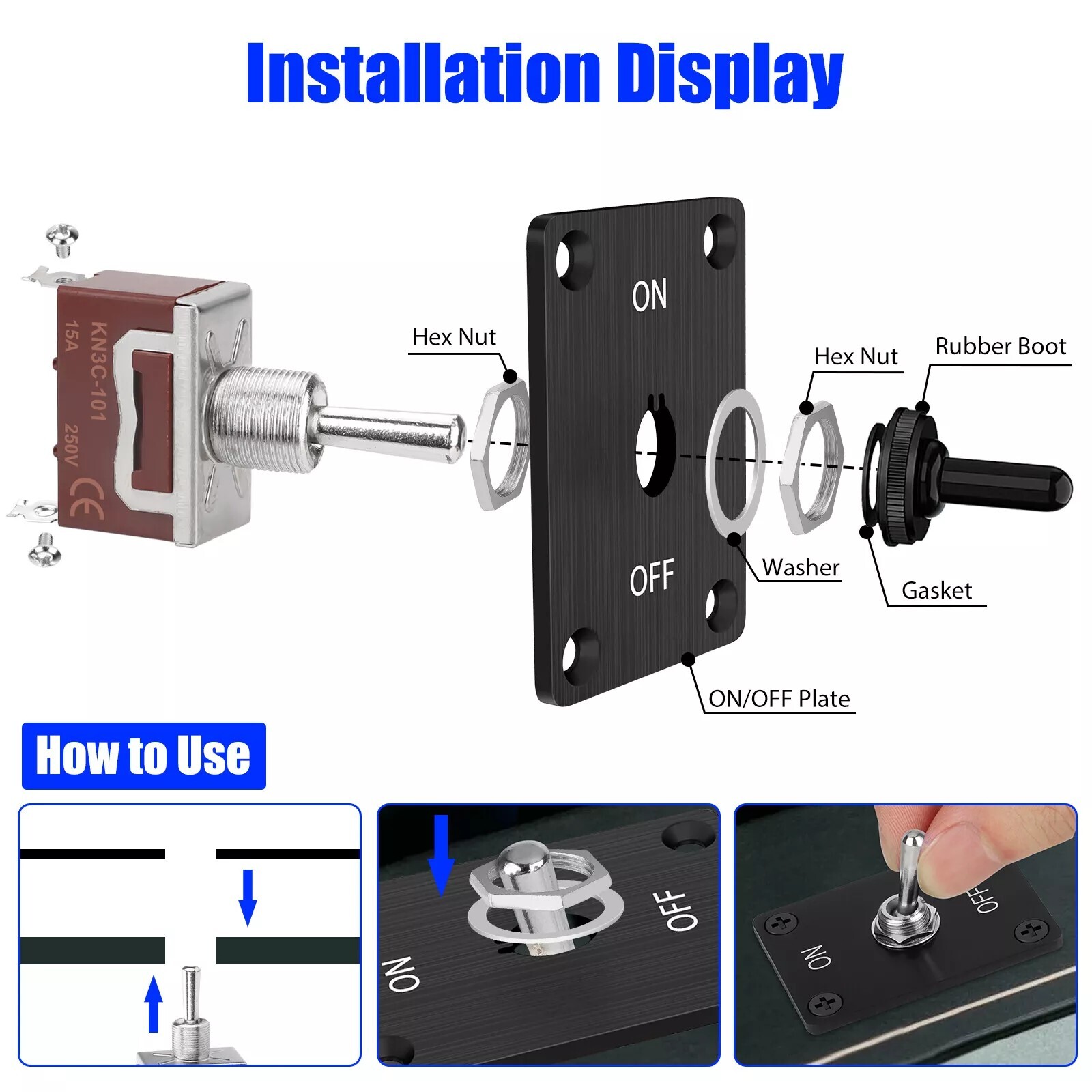 2Set Toggle SWITCH ON/OFF Heavy Duty 15A 250V SPST 2Terminal Car Boat Waterproof