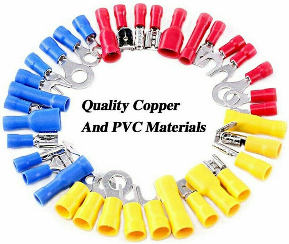 102/200PCS Assorted Insulated Electrical Wire Terminals Crimp Connectors Kit