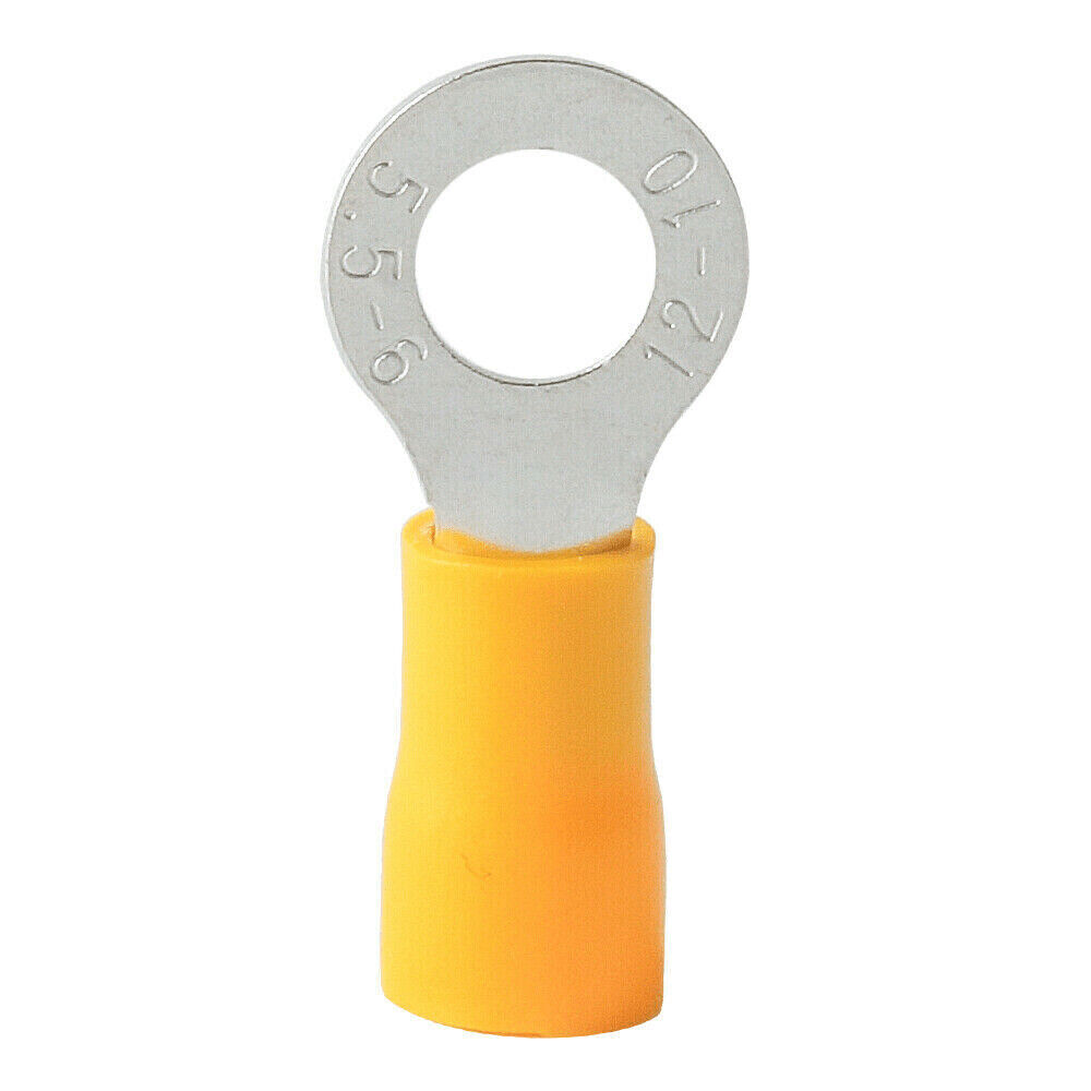 100Pcs RV5.5-6 Yellow Ring insulated Terminal 1/4″ Cable Wire Connectors