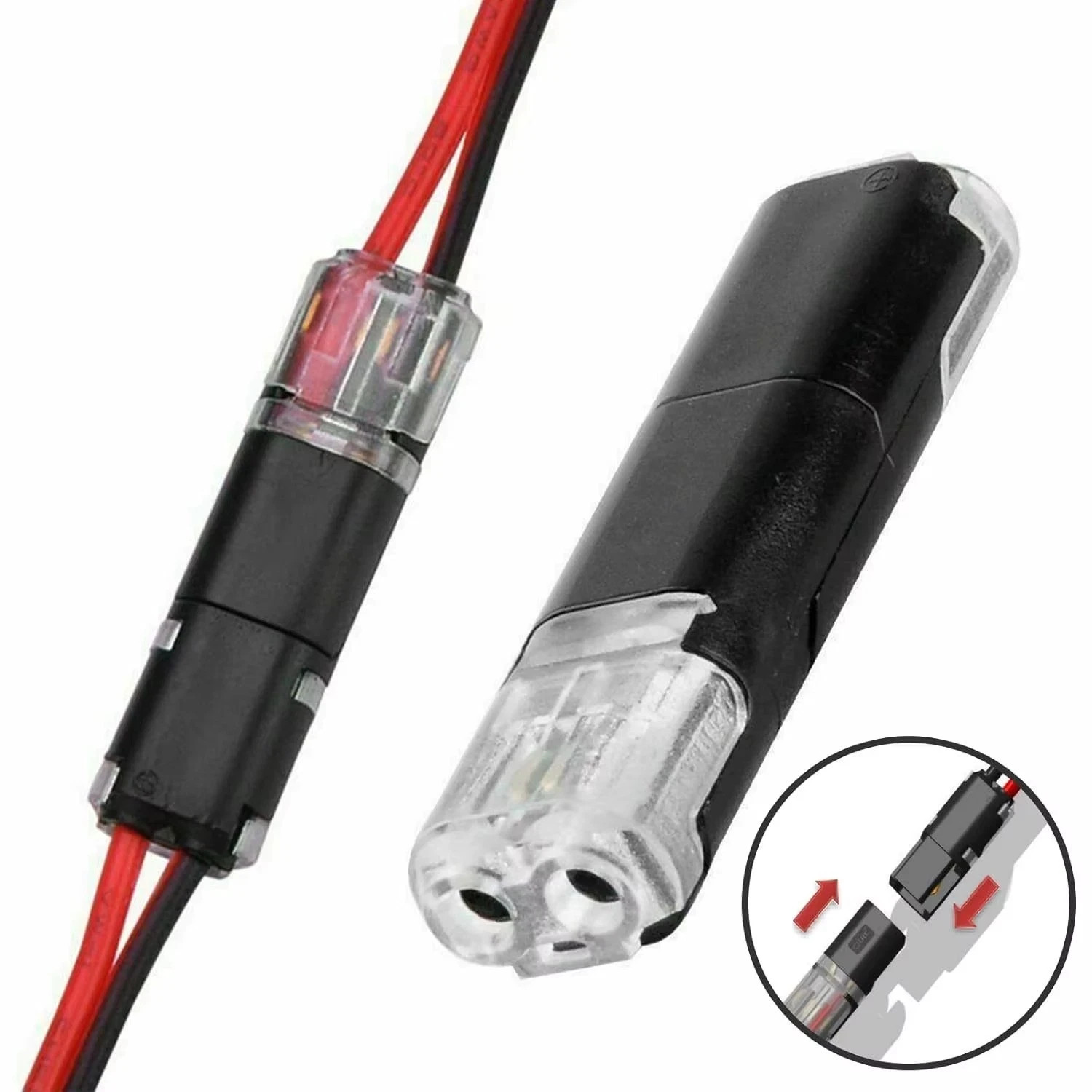 50pc 2-Way Quick Wire Connectors Waterproof Locking Buckle 18-22AWG Solderless