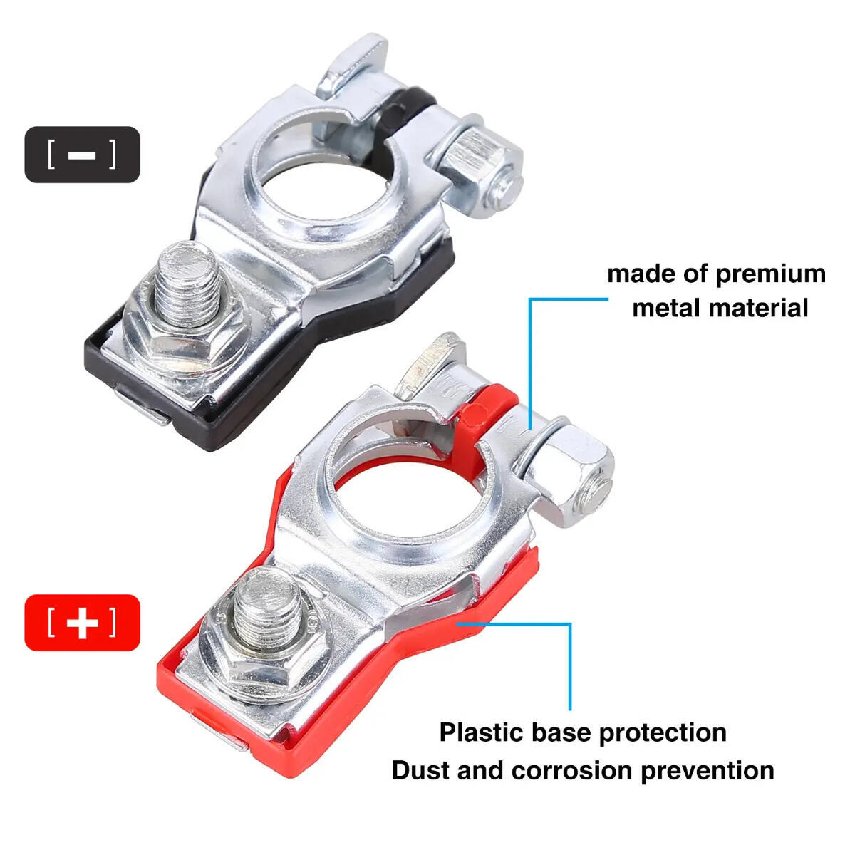 4PCS Battery Terminal Connector Top Post Positive Negative Heavy Duty Universal