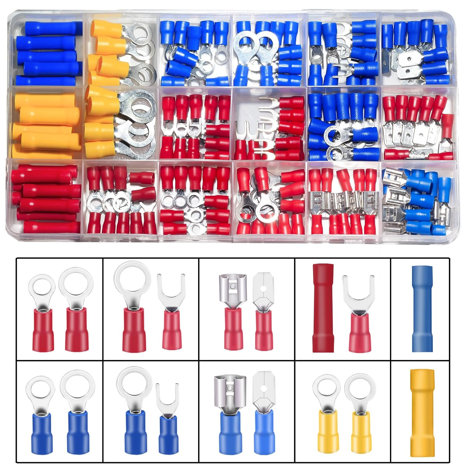 150 Pcs Electrical Cable Connectors Insulated Wire Cable Crimp Connectors Kit