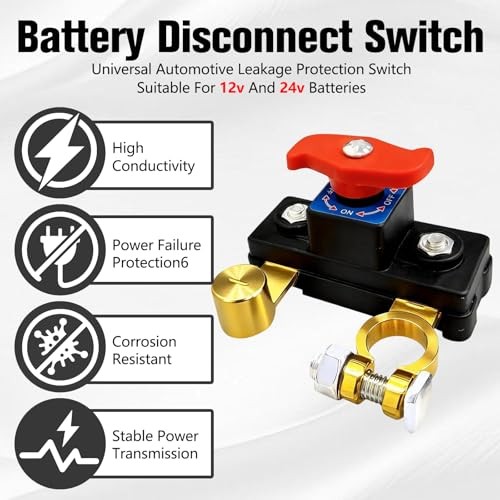 2PCS Car Battery Power Cut-Off Switch Breaker, Adjustable Pure Copper Stable