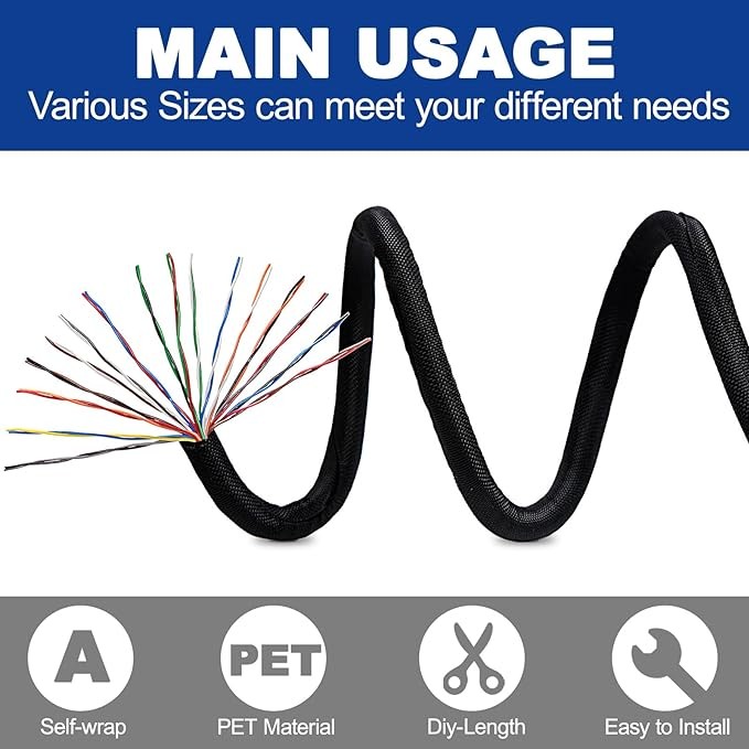 Braided Split Sleeving Wire Loom Tubing Cable insulated Sleeve Cord Protector