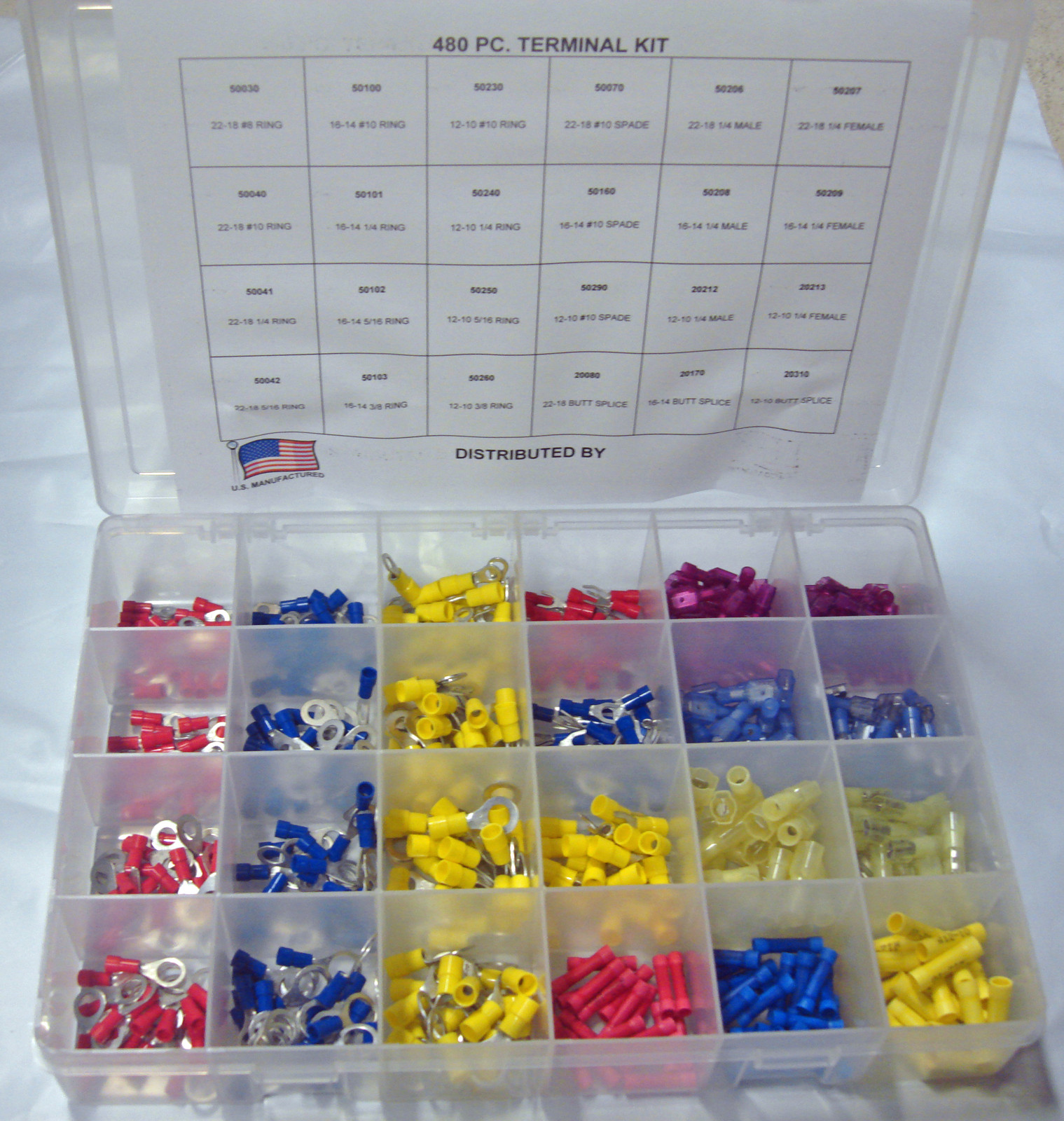 (480) ELECTRICAL TERMINAL KIT ASSORTMENT 22-18 ga, 16-14 ga, 12-10 MADE IN USA