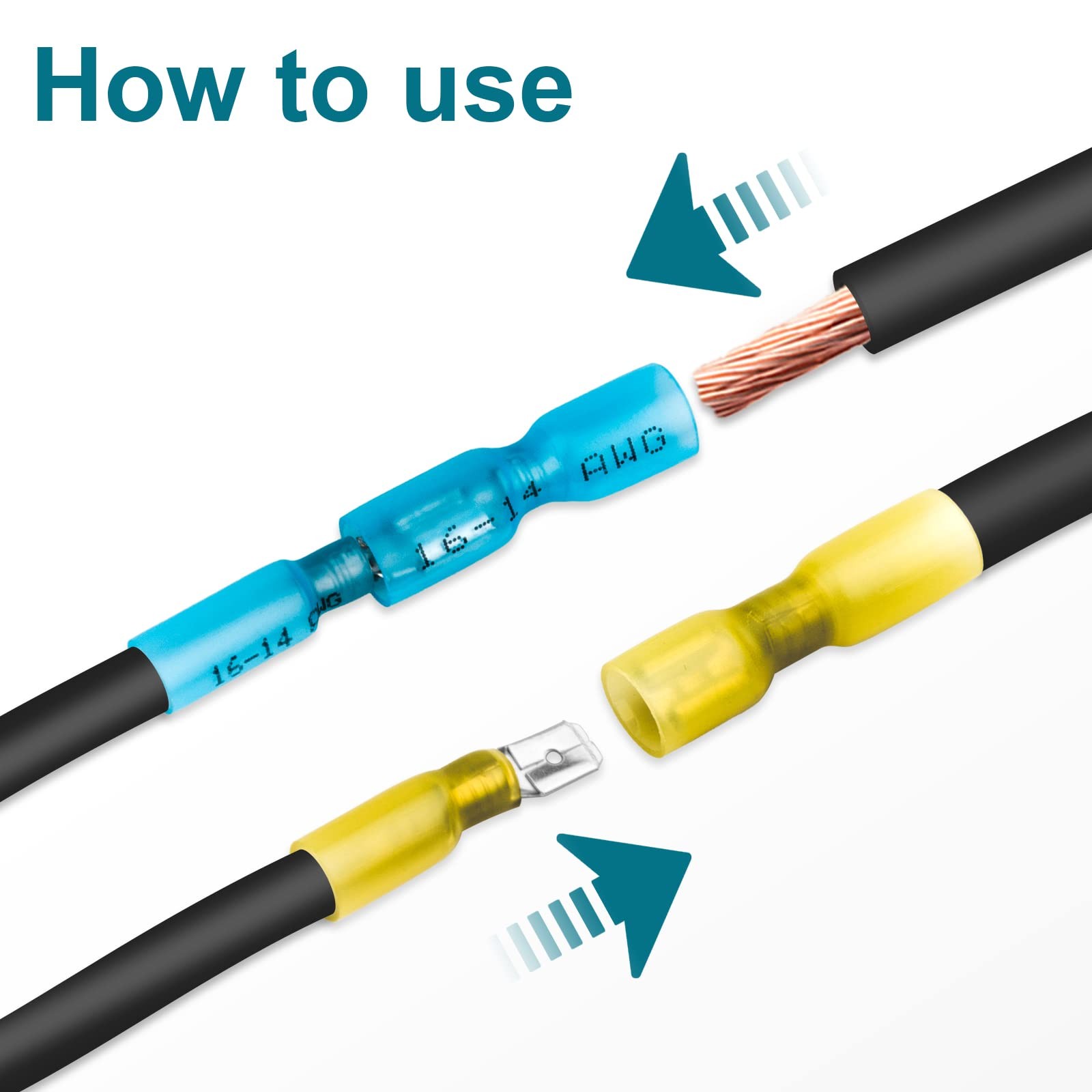 MENTBERY 100 PCS Spade Connectors, Heat Shrink Spade Terminal 22-16 AWG