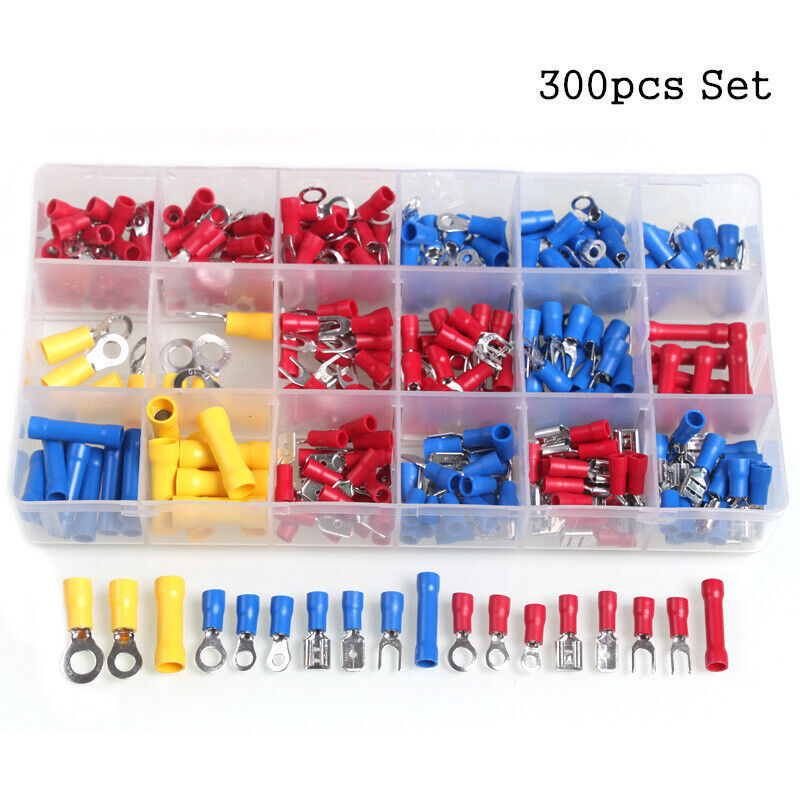 300/222PCS Insulated Assorted Electrical Wire Connectors Crimp Terminals Set Kit