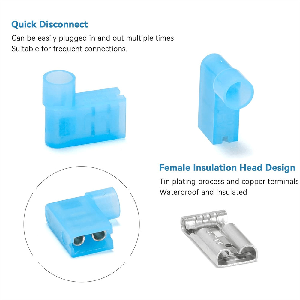 90 Degree Nylon Flag Spade Terminals Female Insulated Crimp 16-14 AWG Connectors