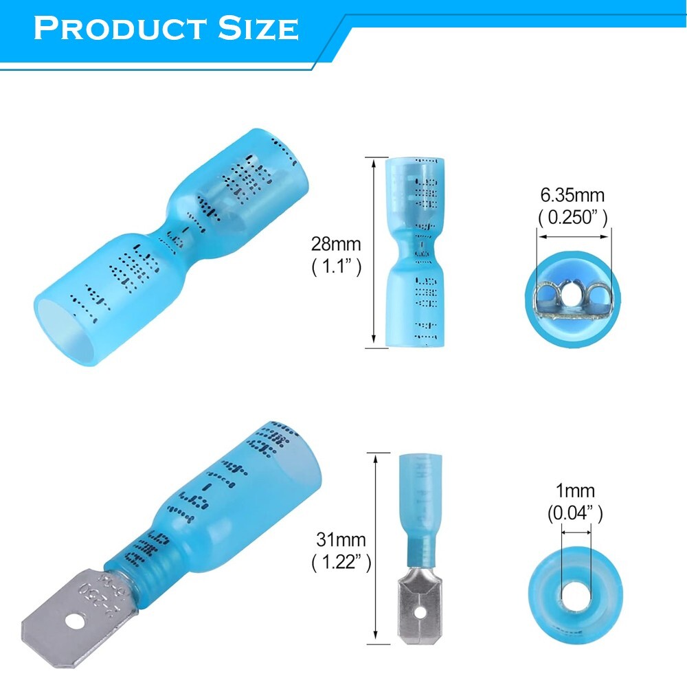 220 Waterproof Heat Shrink Wire Spade Connectors Crimp Terminals Solder Seal kit