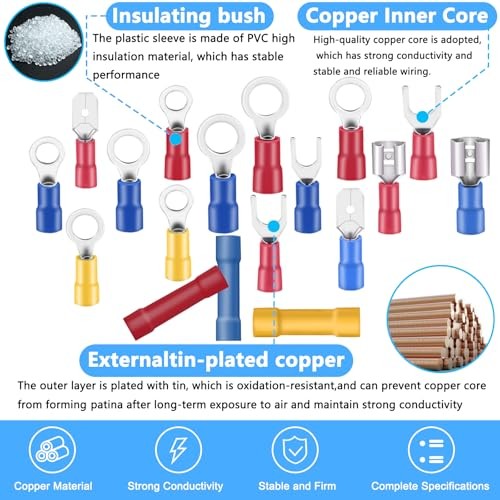 150PCS Mixed Quick Disconnect Electrical Insulated Butt Bullet Spade Fork Ring