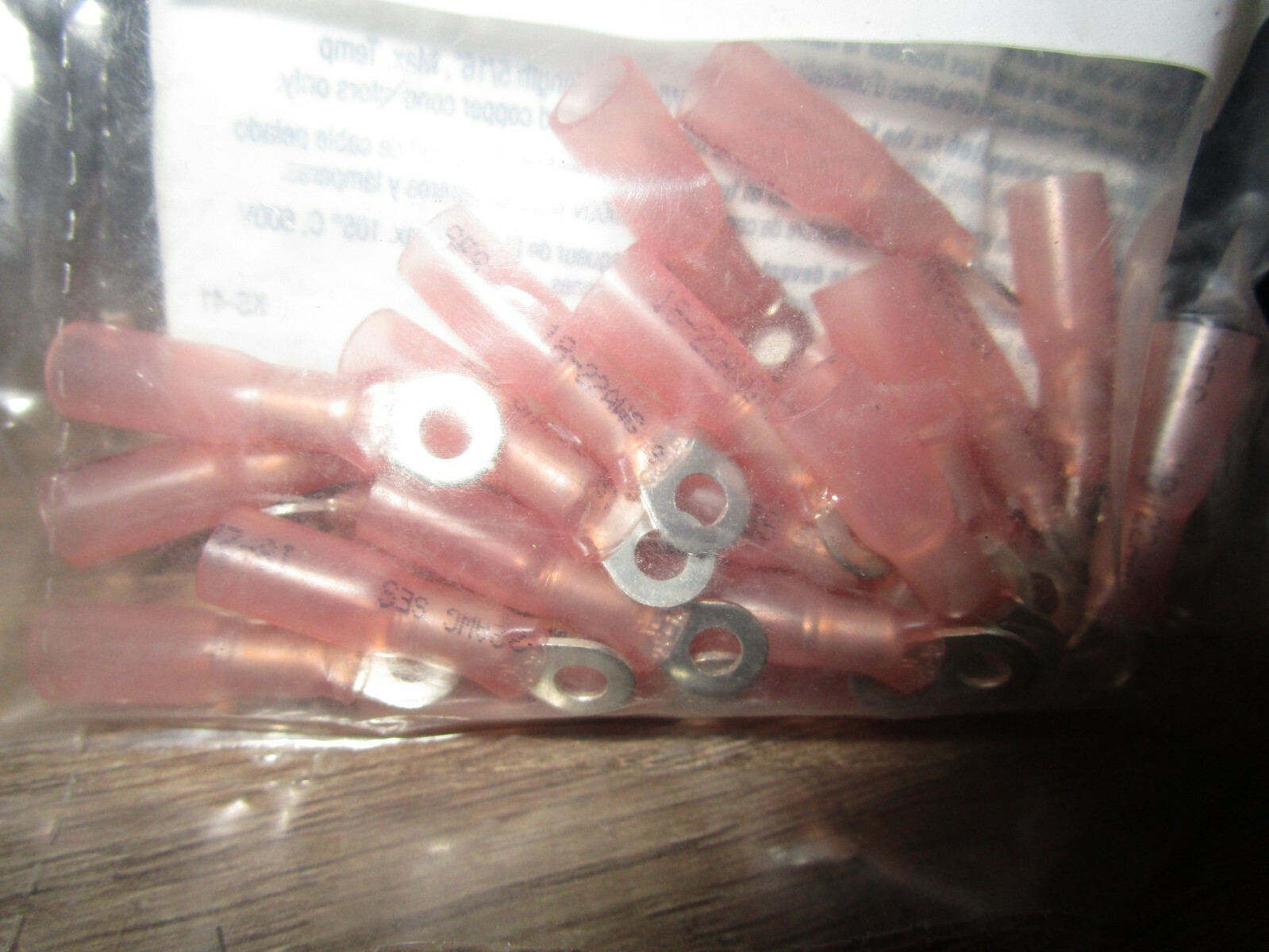 (25) 22-18 AWG Power Phase® #6 Stud Red Polyolefin Sealed Crimp Ring Terminal