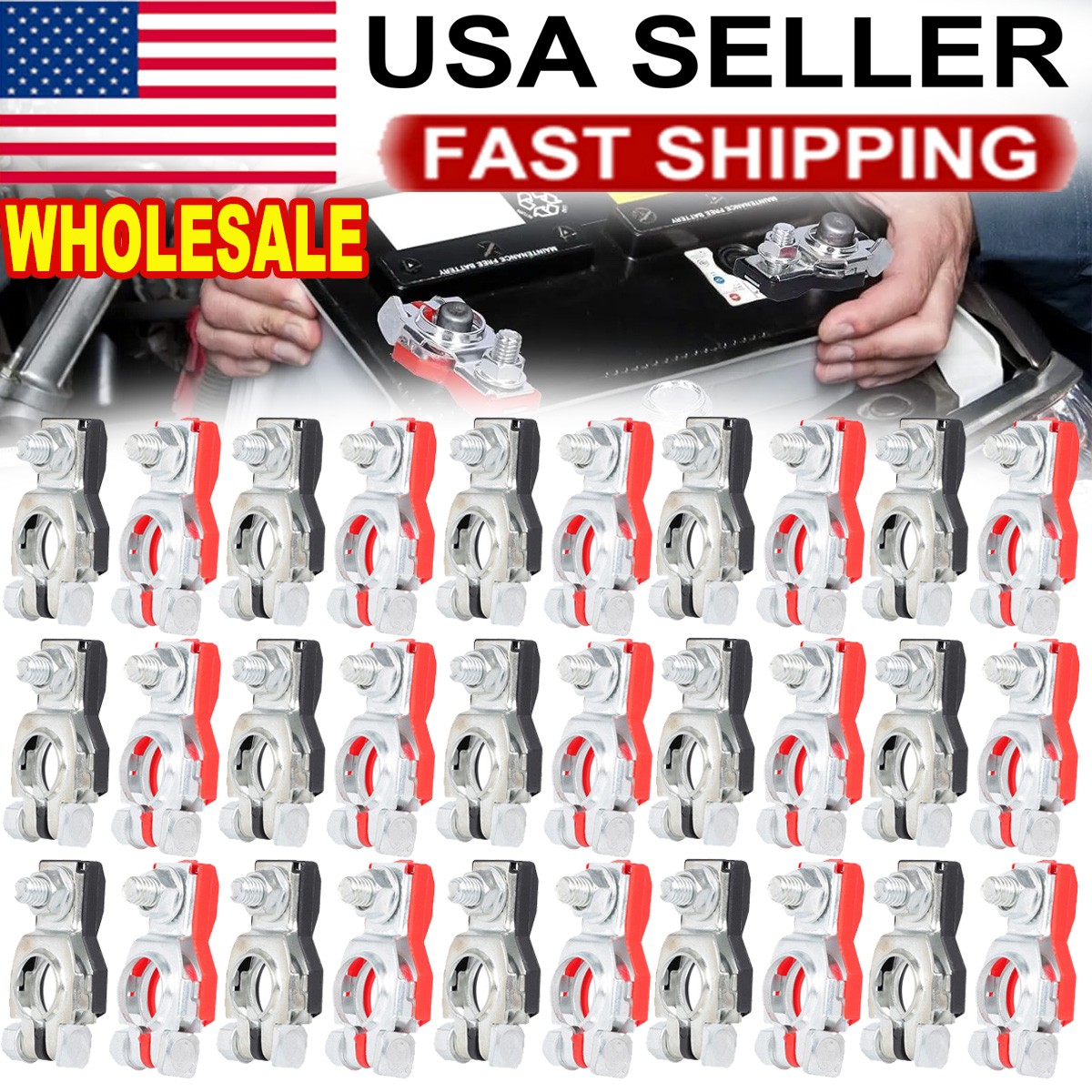Battery Terminal Connector Top Post Positive Negative Heavy Duty Universal Lot