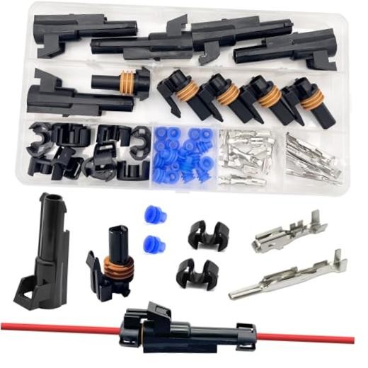 14-12 AWG 1 Pin Connector Weather Pack Connectors Kit 1 Wire 1Pin 5Pair