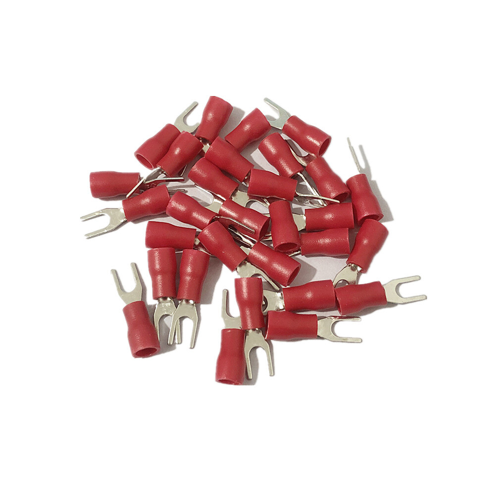 200Pcs SV1.25-3 22-16AWG Red Pre Insulated Fork Type Terminals Connectors