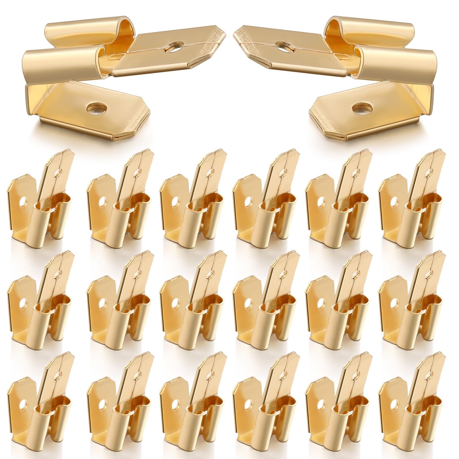Tellegloww 25Pcs Piggyback Spade Connectors 3 Way Brass Crimp Terminal Kit