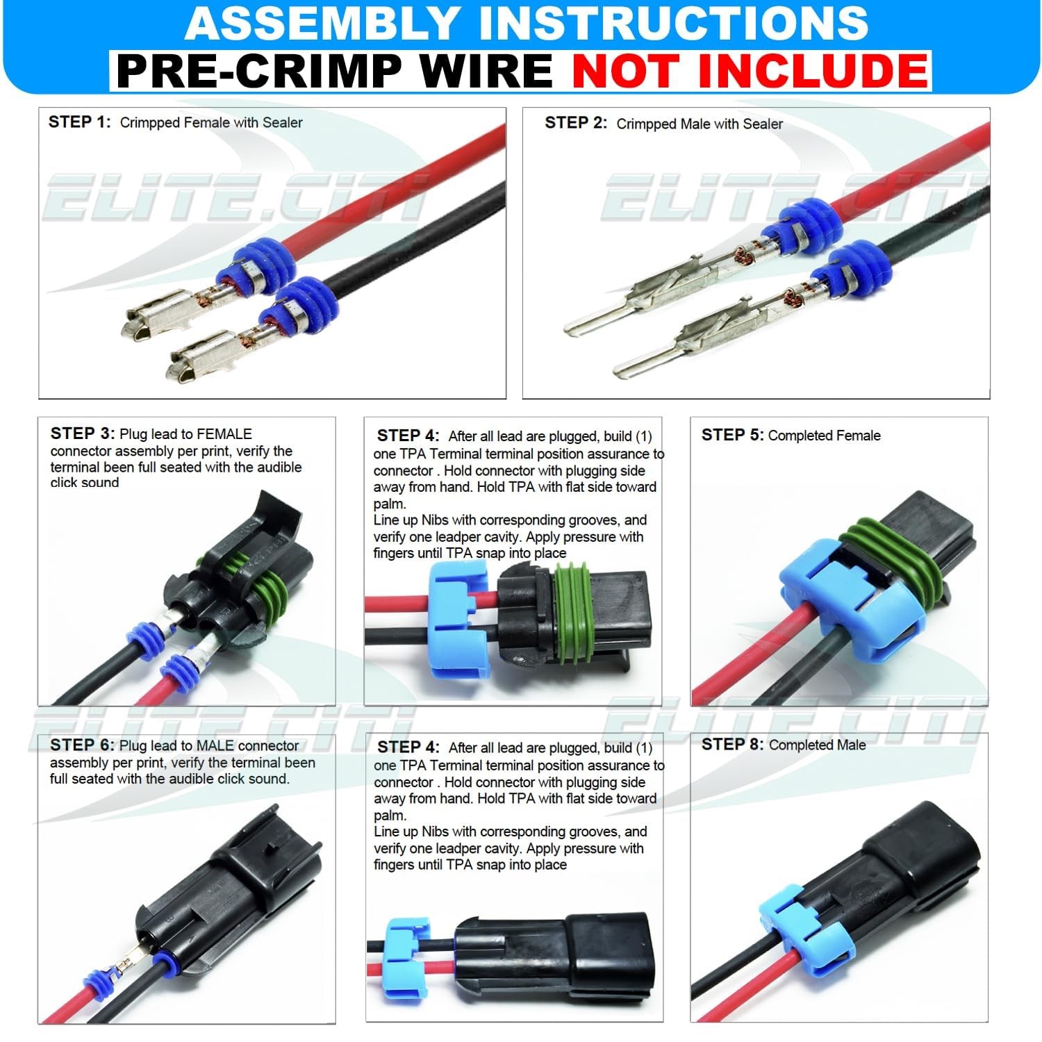 5-Pack (2-PIN) 30Amp Metri-Pack Waterproof Connector 2-Pin (12-10 GA)