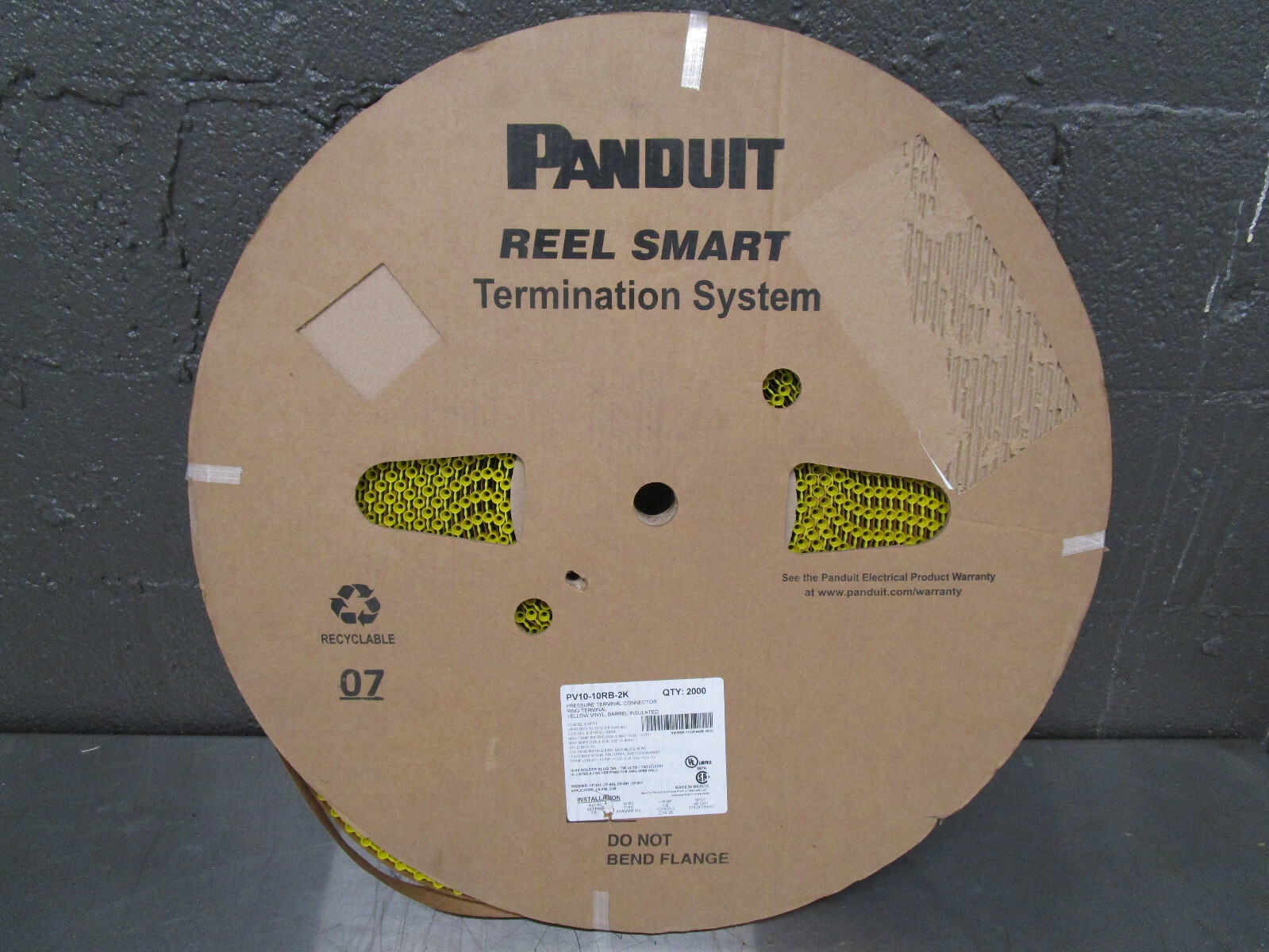 Reel 2000 PANDUIT PV10-10RB-2K Ring Pressure Terminal Vinyl 12 10AWG #10 Stud