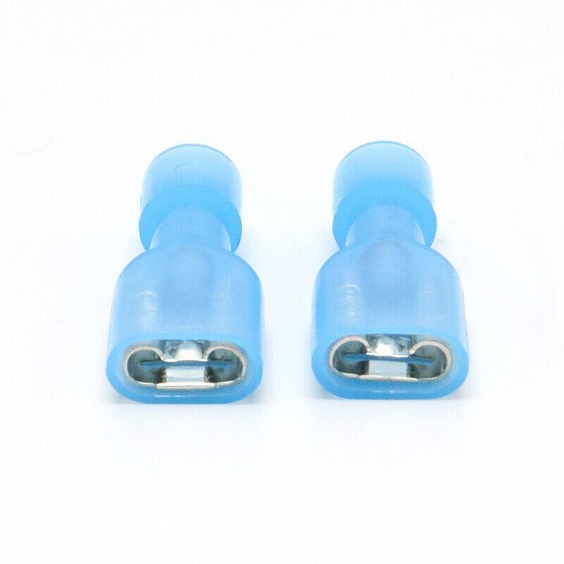 150PCS Blue Female 1/4″ Spade Terminals Insulated Crimp AWG 16-14 Wire Connector