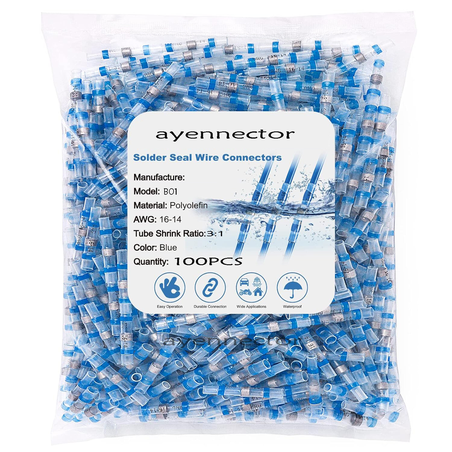 400/160 Heat Shrink Solder Seal Sleeve Wire Butt Connectors Terminals Waterproof