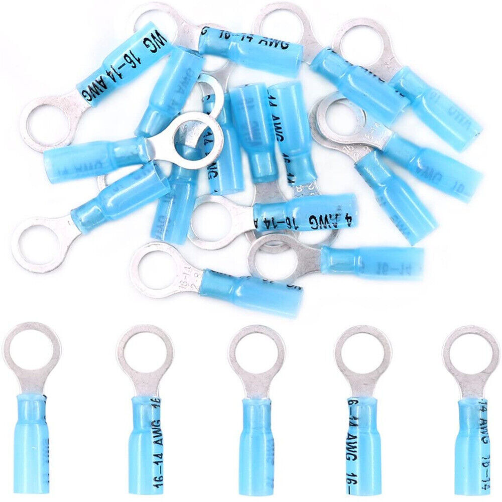50PCS Wire Crimp Connectors Waterproof Heat Shrink Ring Terminals 16-14AWG 5/16″