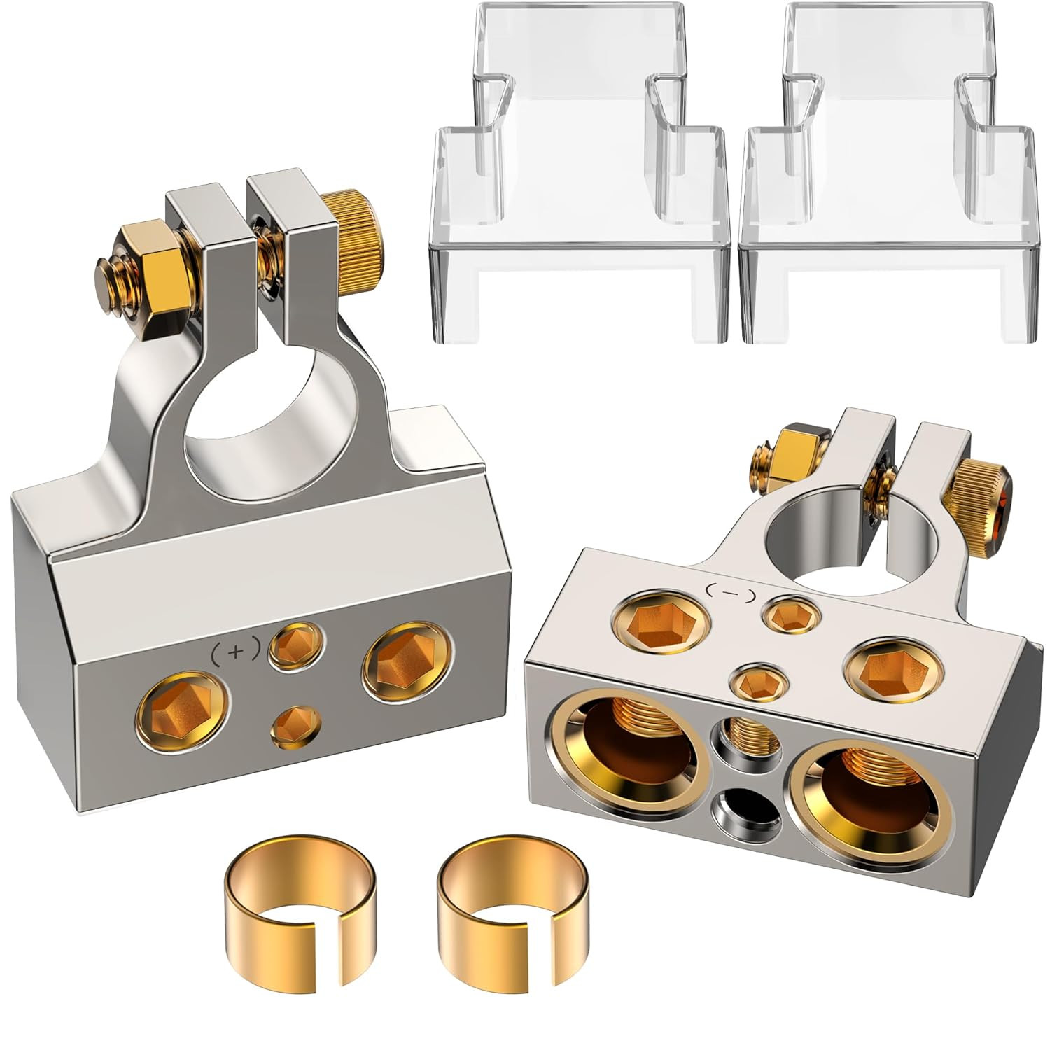 SUNMORN Battery Terminal Connectors, 0/2/4/6/8/10 AWG, Zinc Alloy | Heavy Duty,