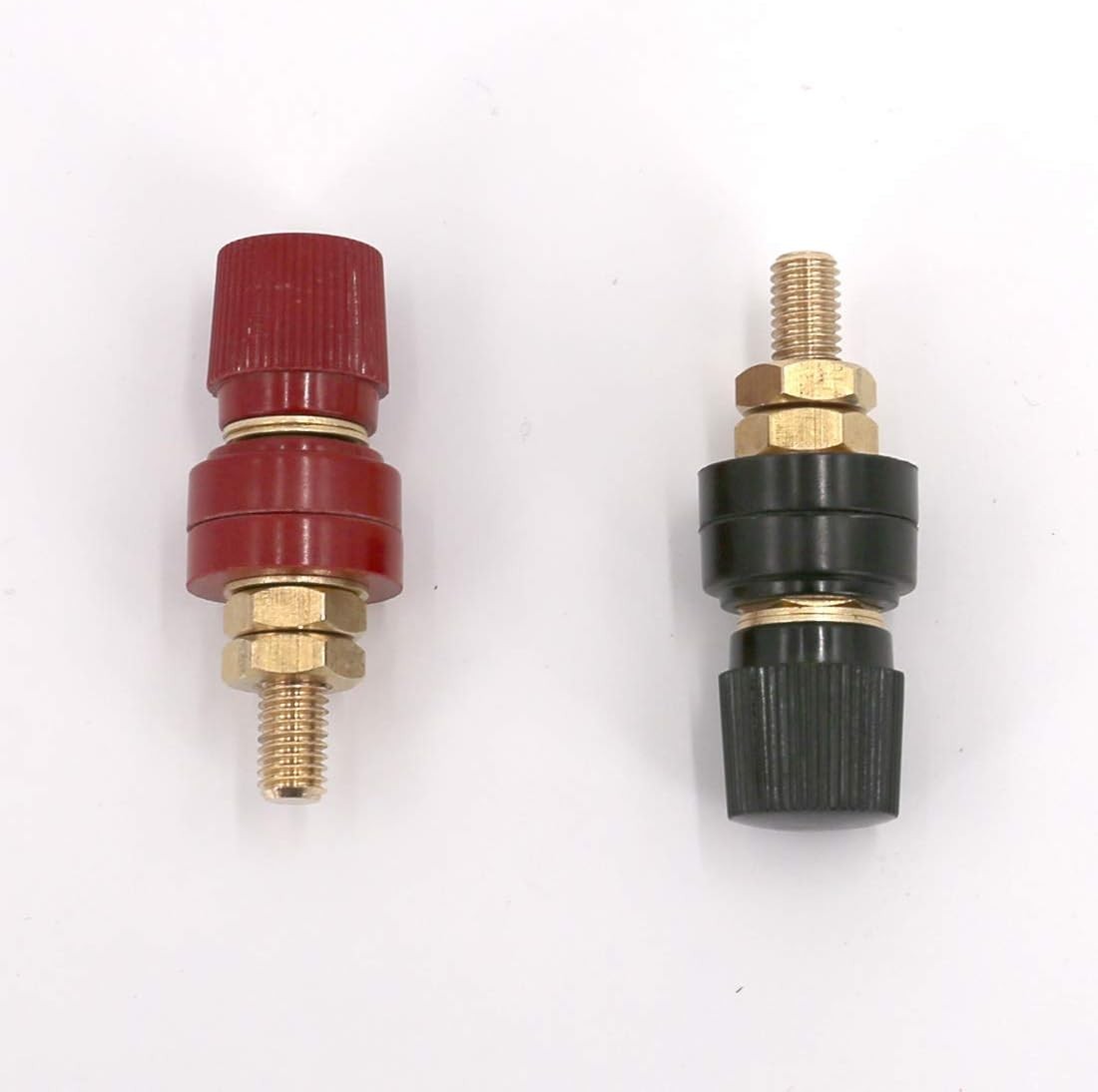 Battery Terminal Copper M10 3/8” Stud Power Junction Red Black 2Pcs