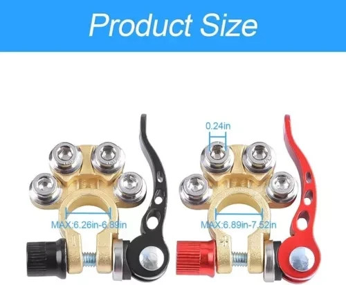 2PCS 4 Way Car Battery Terminal Clamp Connectors Quick Release Disconnect Tool