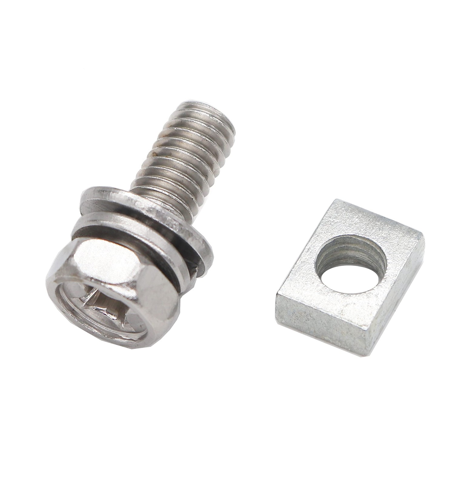 Motorcycle Battery Terminal, M6 X10Mm Battery Bolt Square Nut Kit for Boat, ATV,