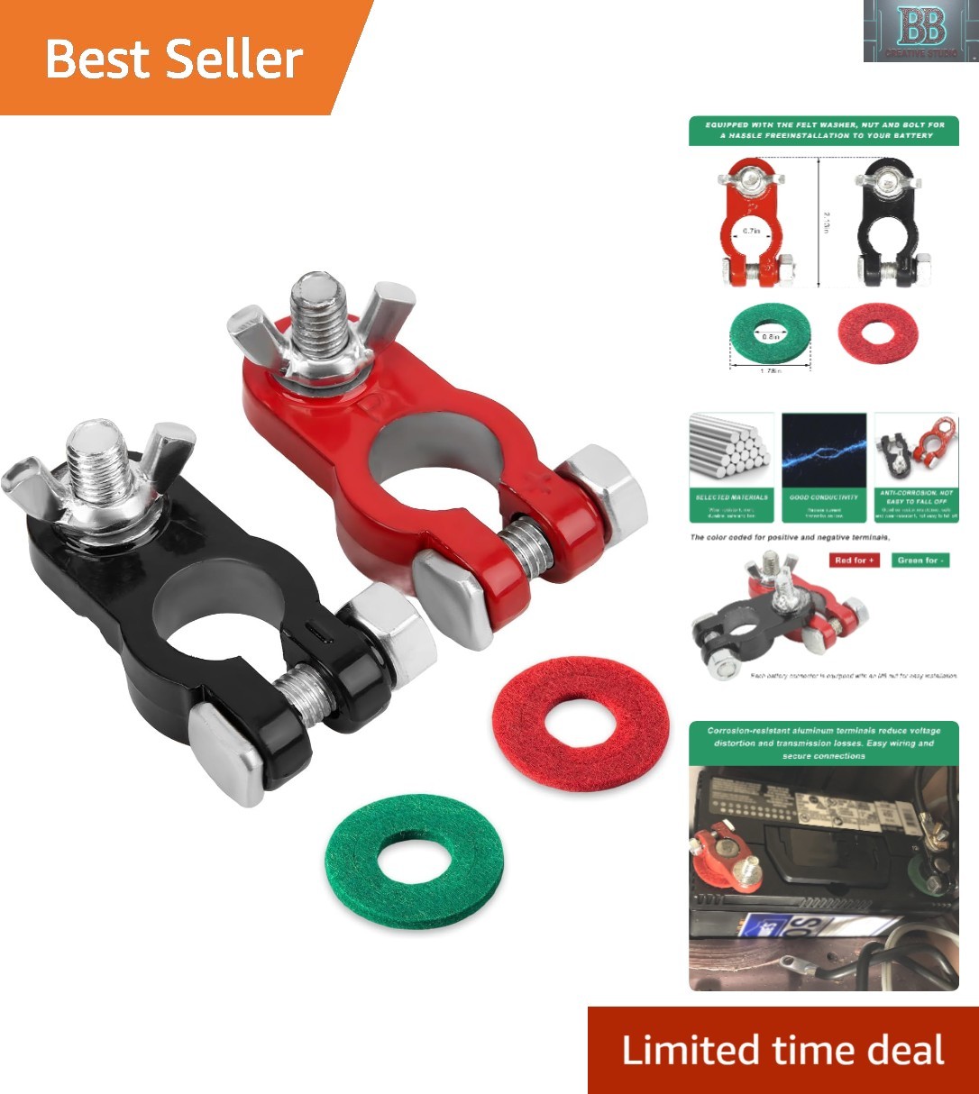 Universal Fit Battery Terminal Connections Set with Corrosion-Resistant Washers