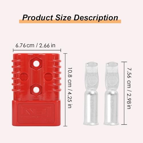 Red 600V Quick Connector for 350A 600V Battery – 2PC Red