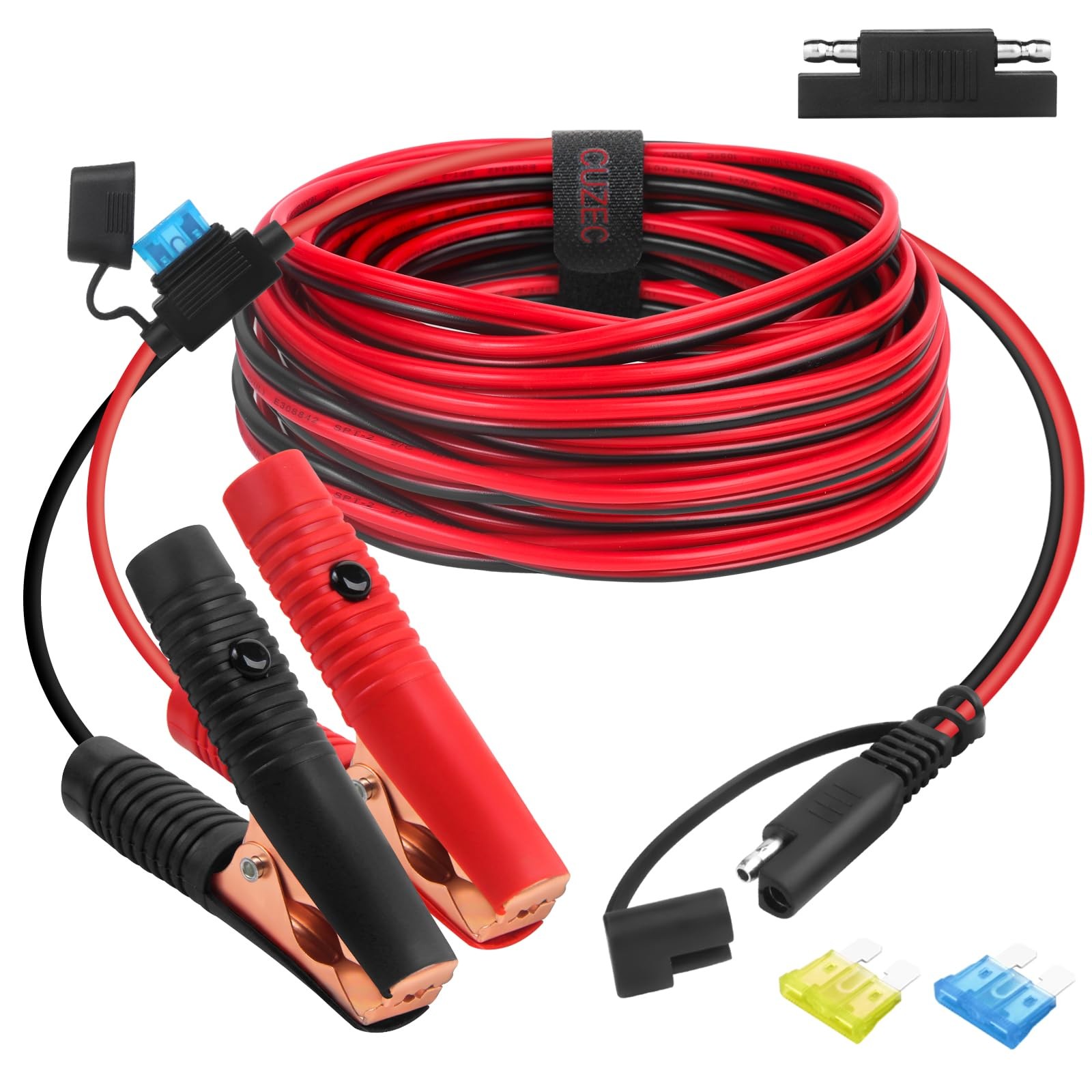 15Ft 16AWG 15A Battery Alligator Clip To SAE Connector Quick Disconnect Cable