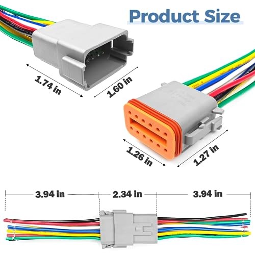 6 Kit Deutsch DT 12 pin Grey Male Female Wiring Harness Deutsch 6Set Grey 12Pin