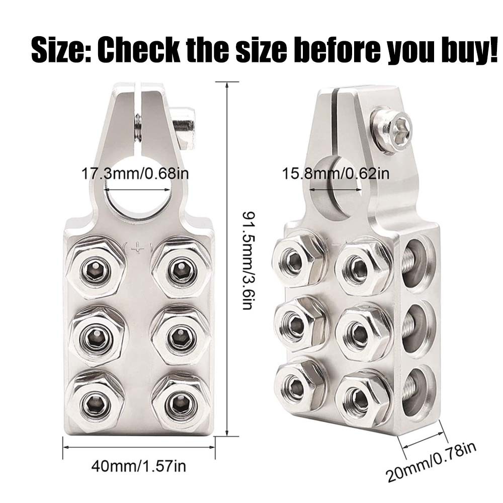 Battery Terminal Connectors 12Way Top Post Clamps Positive Negative 8Awg -4/0Awg