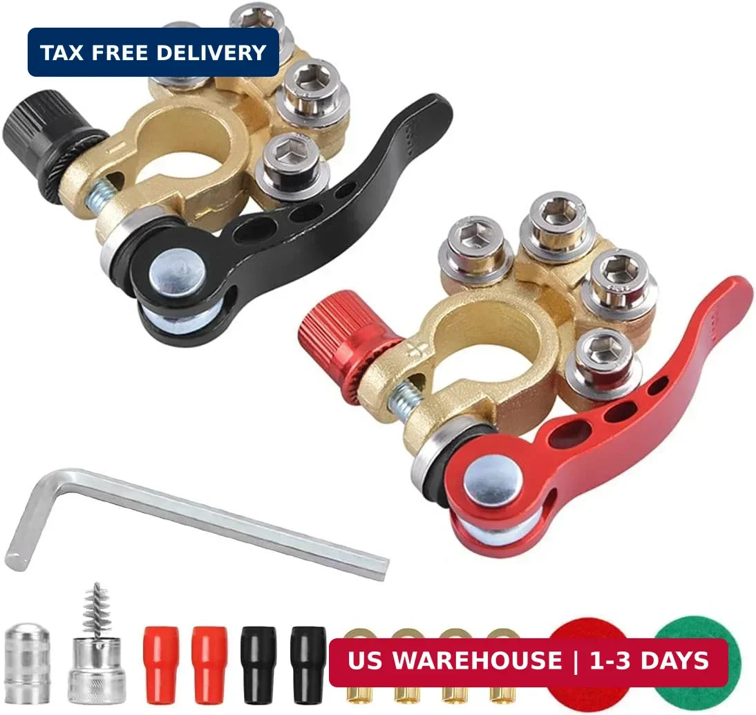 Moly Magnolia 2PCS 4-Way Quick-Release Car Battery Terminal Connectors | for SAE