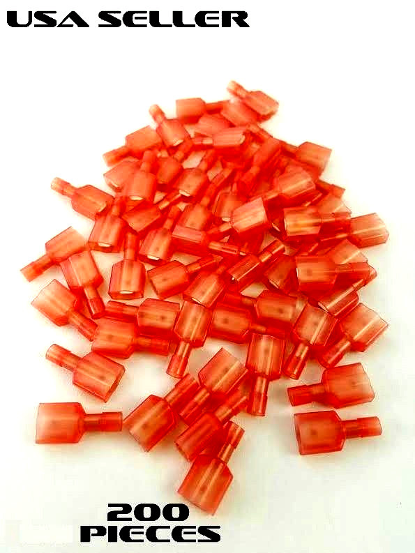 200 Male Quick Disconnect Car Wire Connector Terminal Red 22-18 AWG Gauge T-Tap