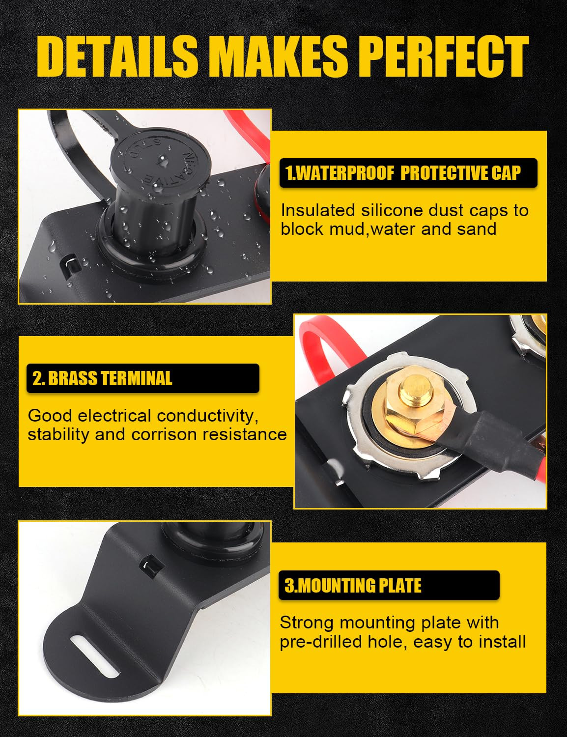 Battery Jump Post Kit with Remote Battery Terminals, Steel Mount Bracket and …