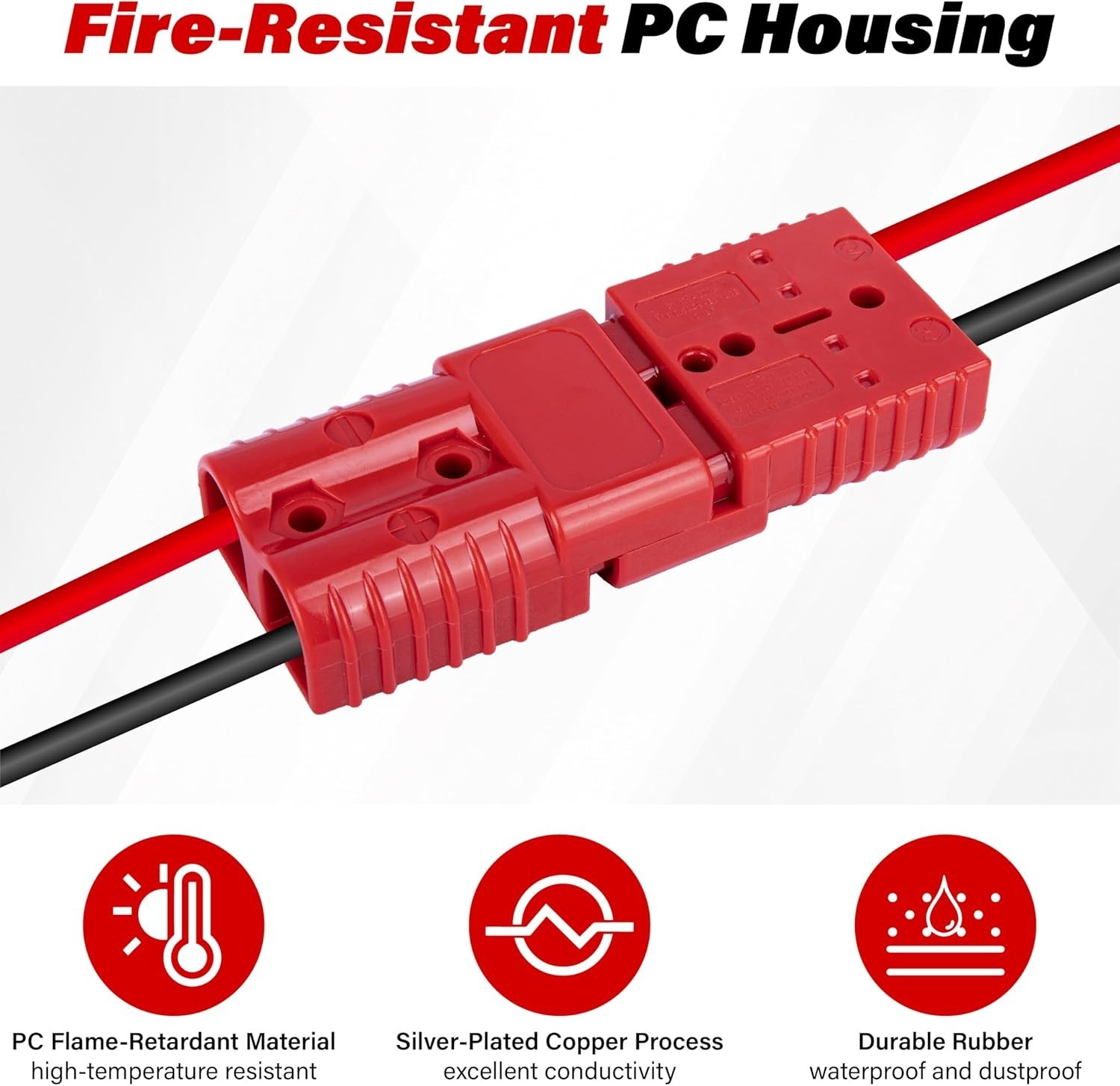 50 Amp Anderson Connector Set – Quick Disconnect for 6-12 Gauge Cables, 4 Pack