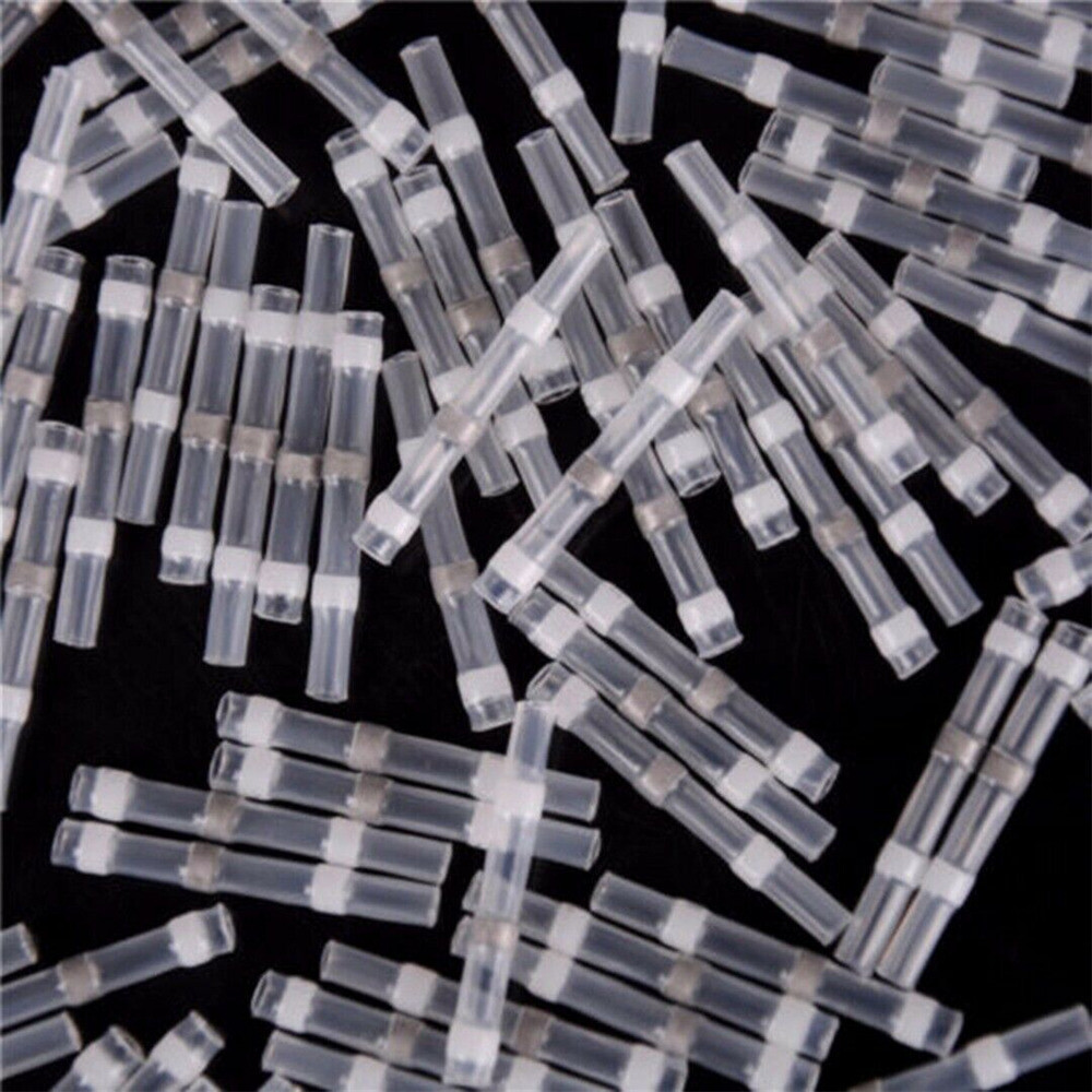Waterproof Solder Sleeve Heat Shrink Wire Splice Connector White 100PCS 26-24AWG