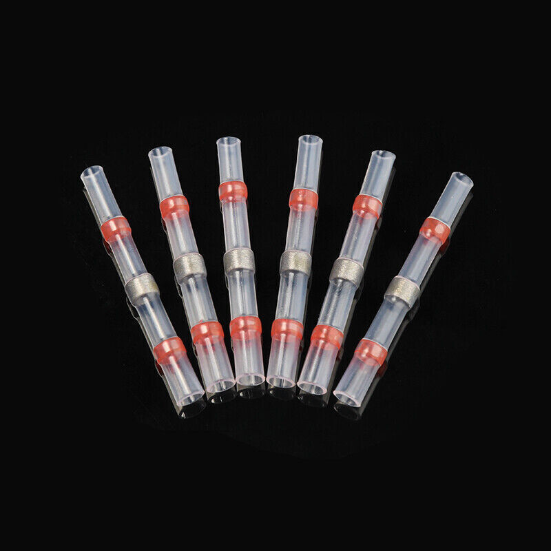 50-500PCS Red Solder 22-18AWG Heat Shrink Solder Wire Connectors Butt Terminals