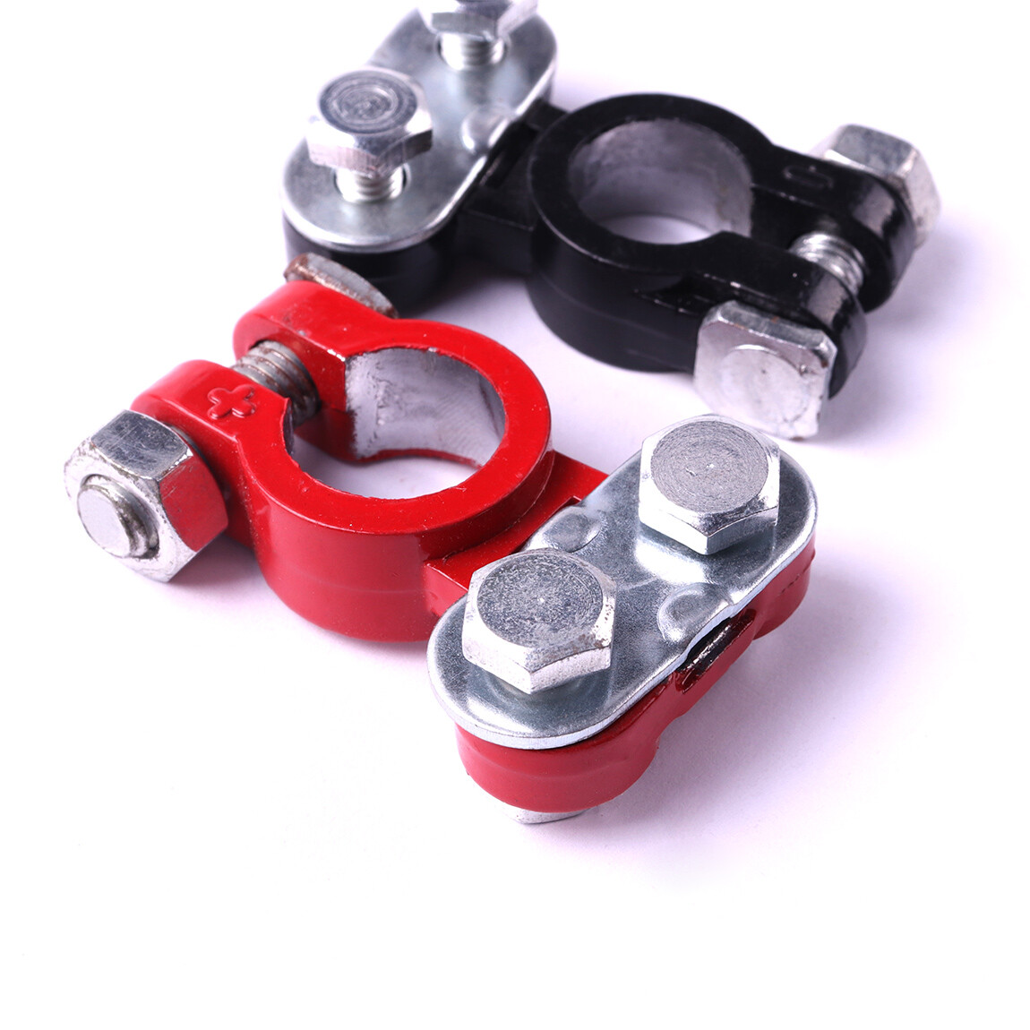 2Pcs Car Battery Terminals, Top Post Connectors with Protector, Universal Fit