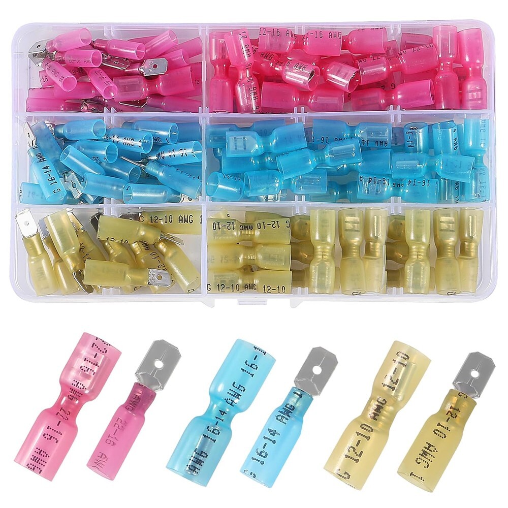 220 Waterproof Heat Shrink Wire Spade Connectors Crimp Terminals Solder Seal kit