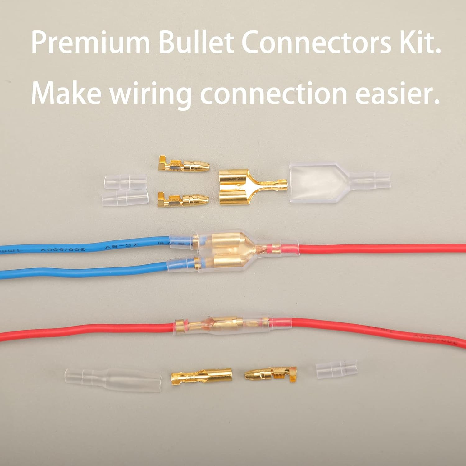 Feggizuli 320Pcs Double Bullet Wire Connectors, 3.9Mm 3.5Mm Male and Female Bull